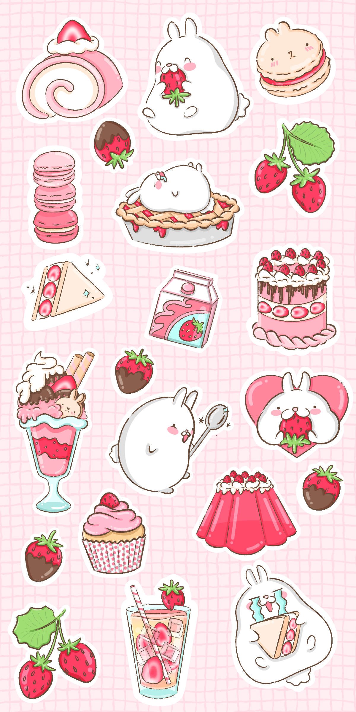 Strawberry Bunny Sticker Sheet - Korynne Designs